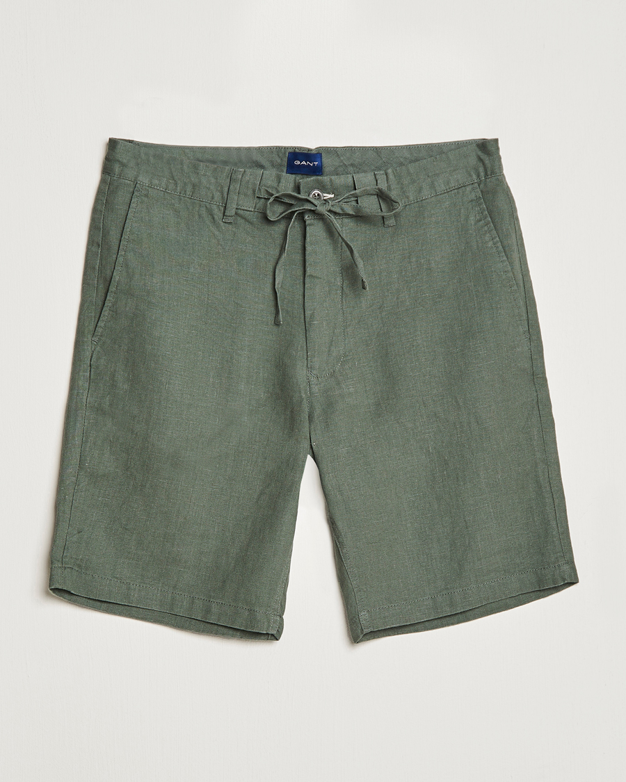 Herren | Shorts | GANT | Relaxed Linen Drawstring Shorts Green Ash