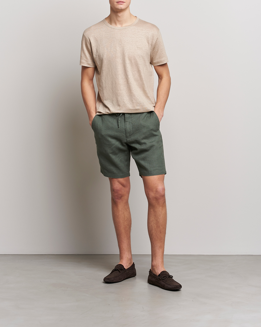 Herren | Shorts | GANT | Relaxed Linen Drawstring Shorts Green Ash