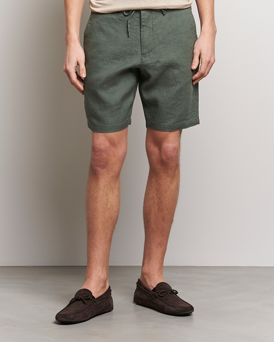Herren | Shorts | GANT | Relaxed Linen Drawstring Shorts Green Ash