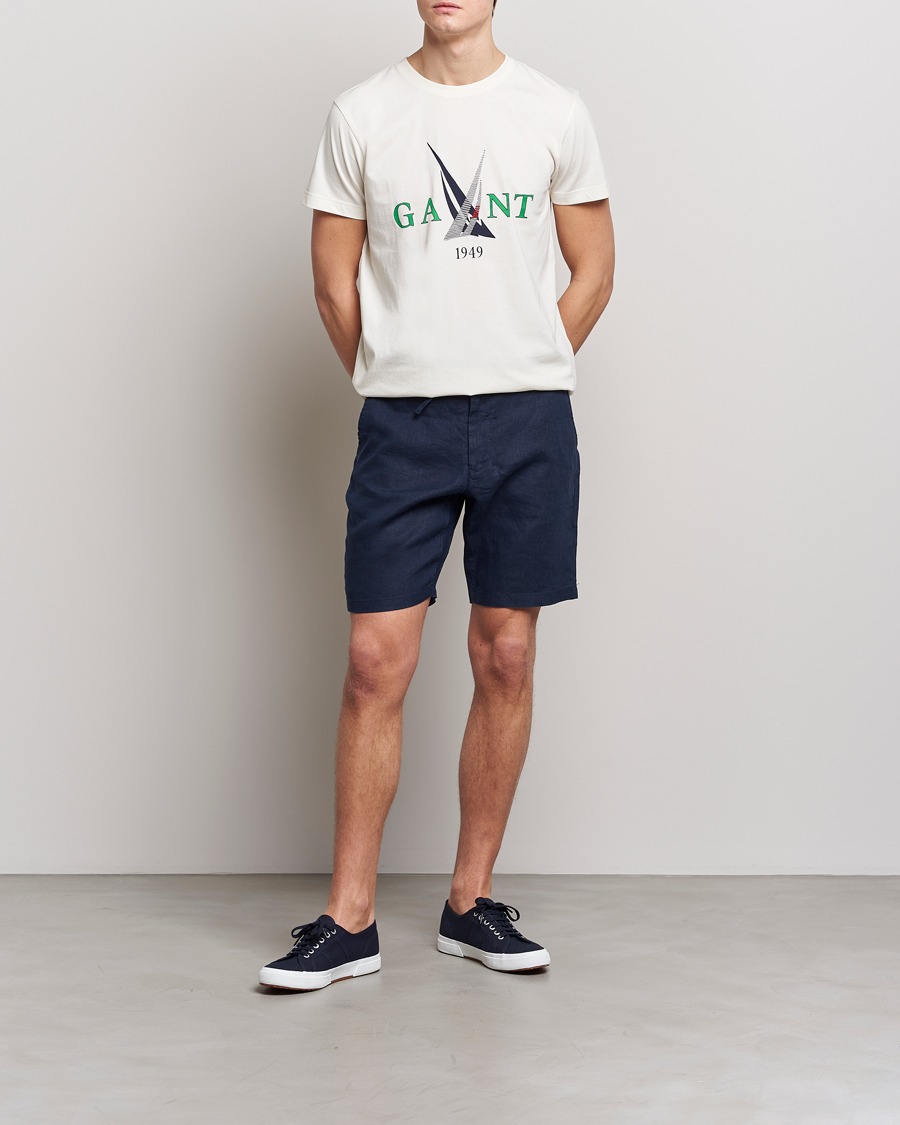 Herren | Shorts | GANT | Relaxed Linen Drawstring Shorts Marine