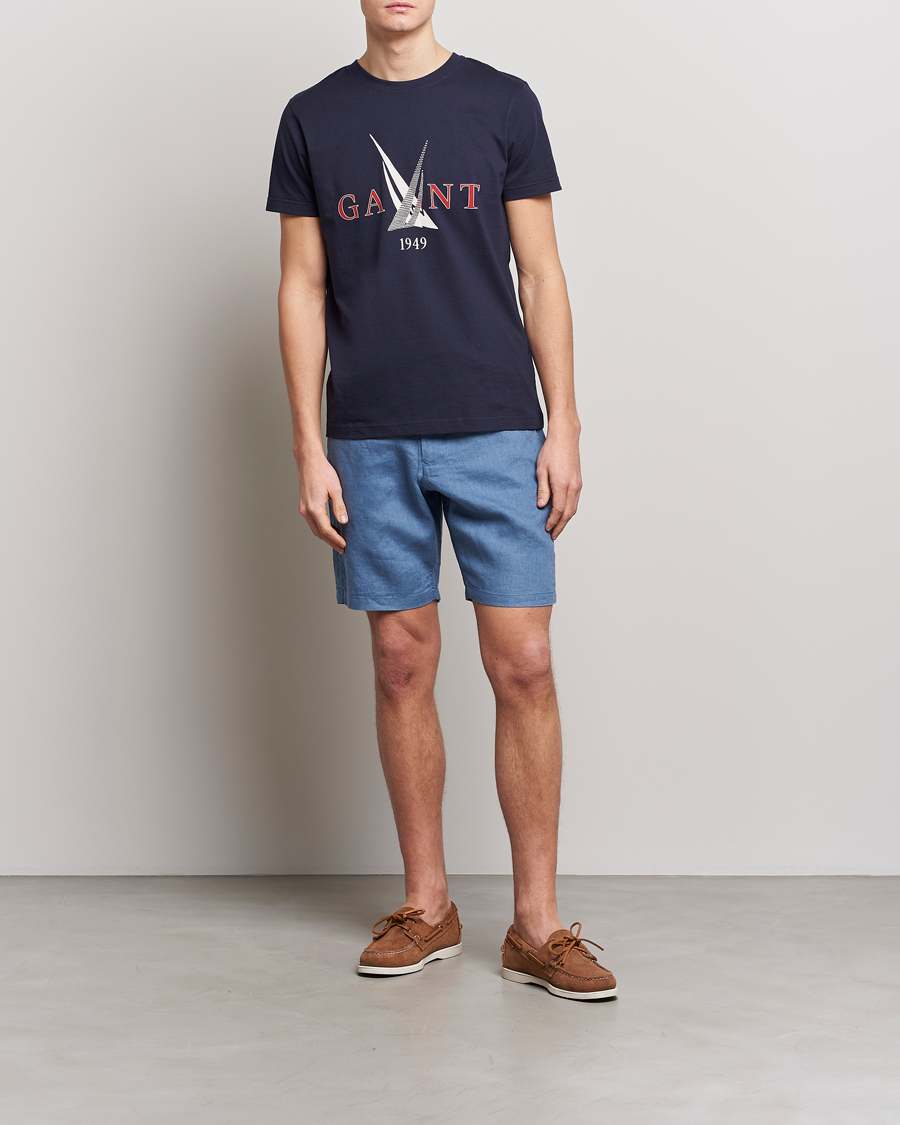 Herren | Shorts | GANT | Relaxed Linen Drawstring Shorts Salty Sea Blue
