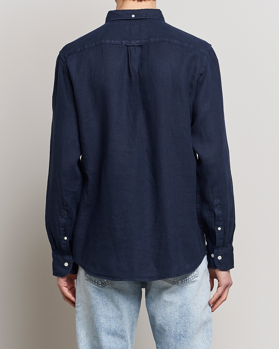 Herren | Hemden | GANT | Regular Fit Garment Dyed Linen Shirt Marine