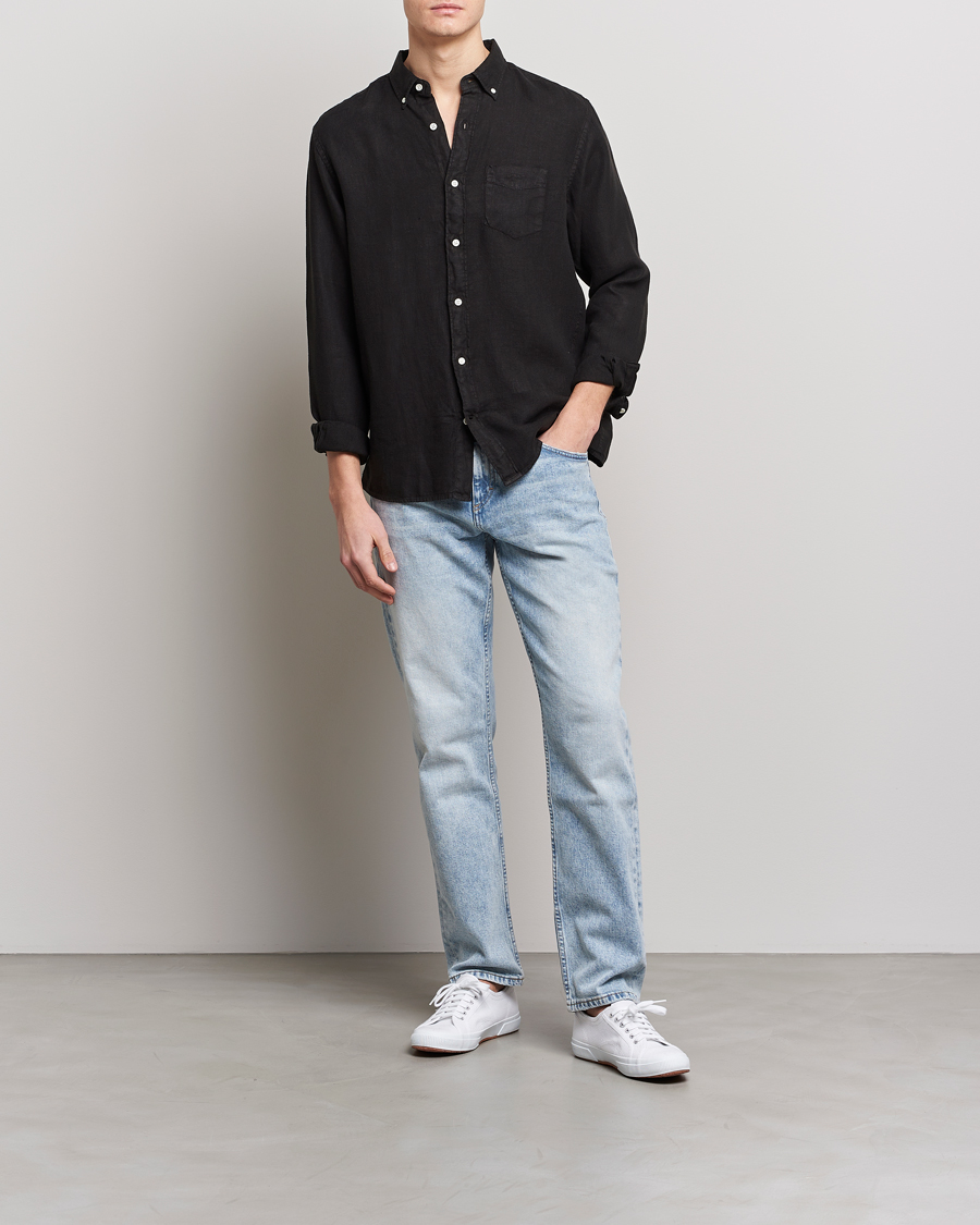 Herren | Hemden | GANT | Regular Fit Garment Dyed Linen Shirt Black