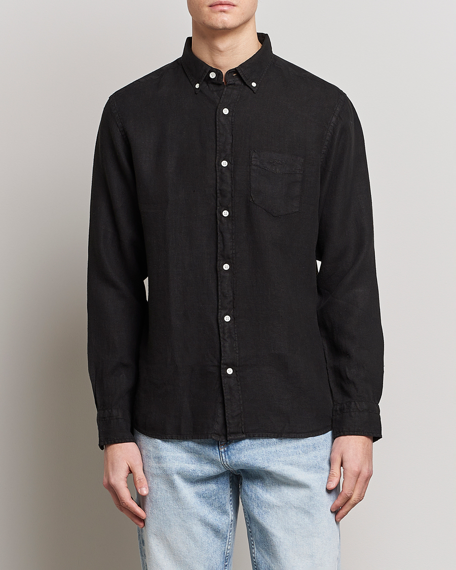 Herren | Hemden | GANT | Regular Fit Garment Dyed Linen Shirt Black