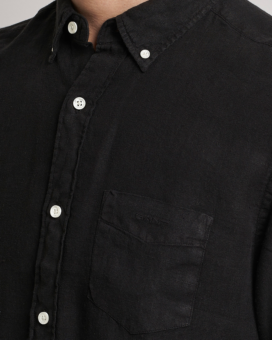 Herren | Hemden | GANT | Regular Fit Garment Dyed Linen Shirt Black