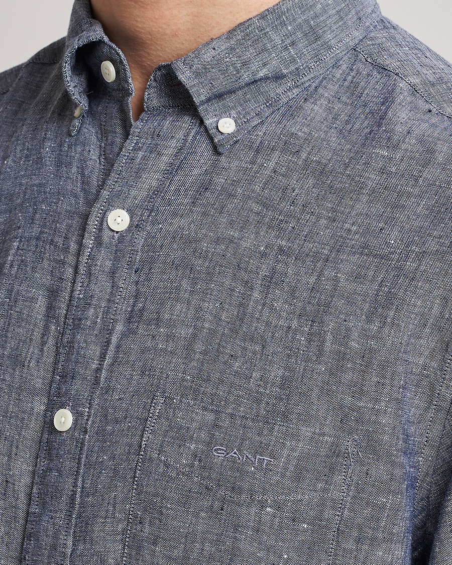 Herren | Hemden | GANT | Regular Fit Linen Shirt Marine