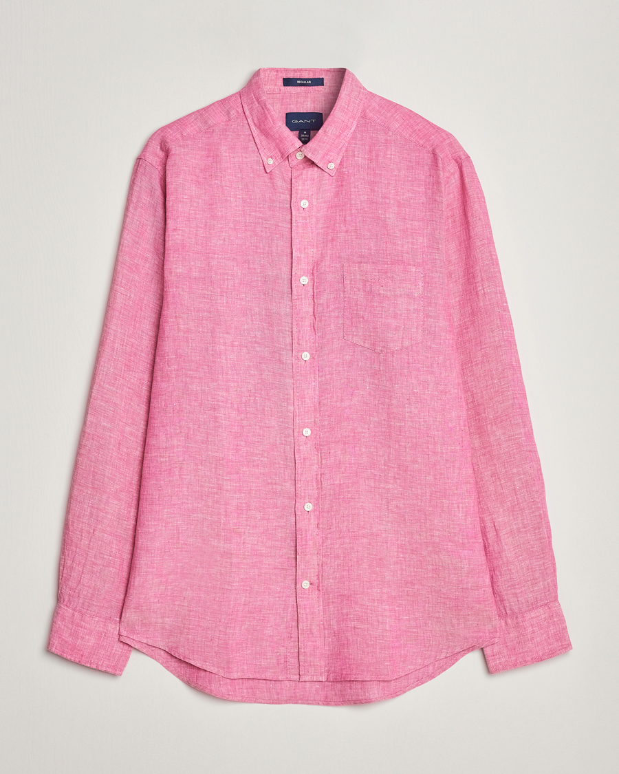 Herren | Hemden | GANT | Regular Fit Linen Shirt Pink