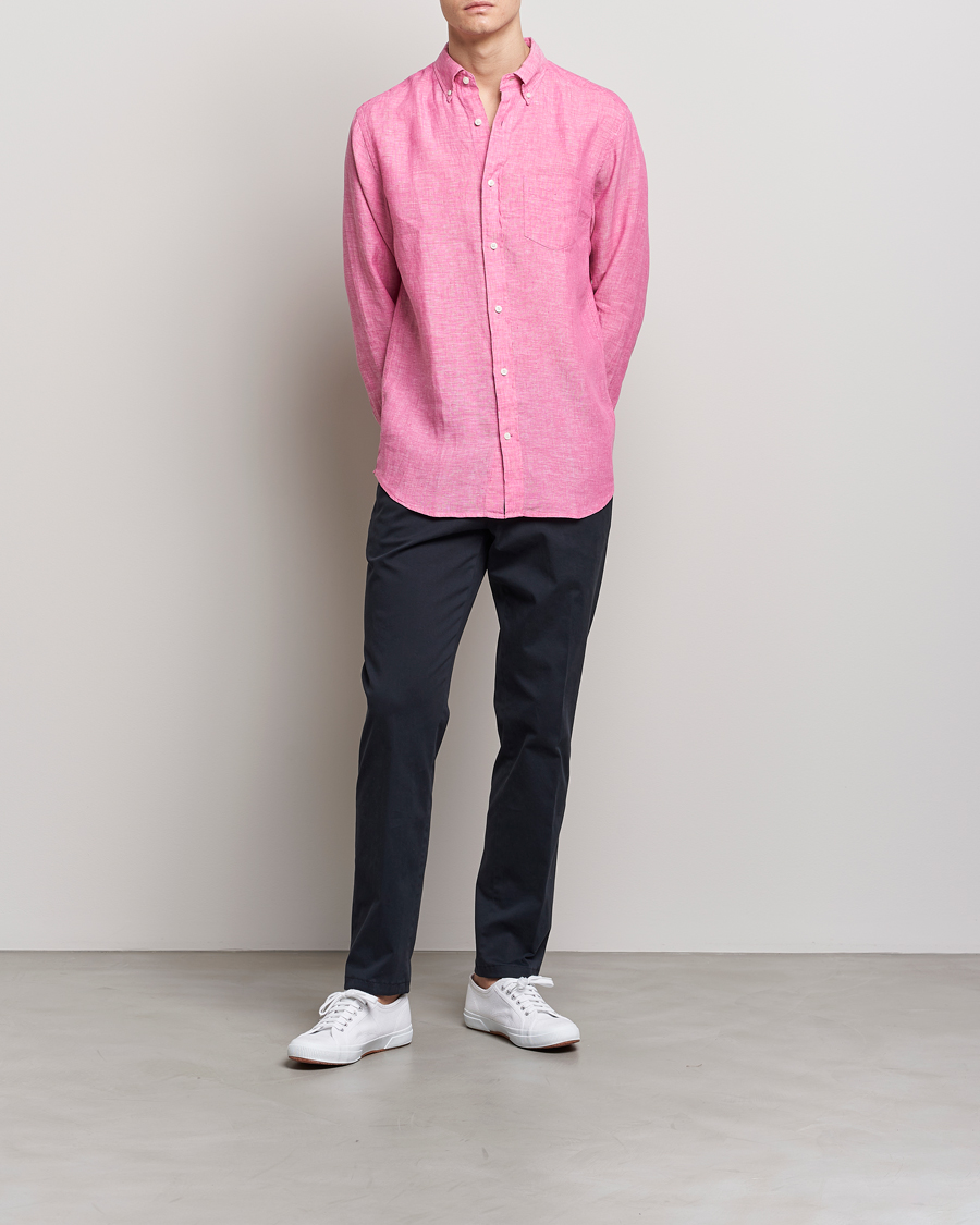 Herren | Hemden | GANT | Regular Fit Linen Shirt Pink