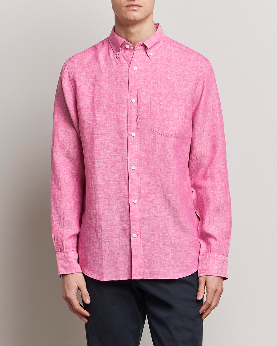 Herren | Hemden | GANT | Regular Fit Linen Shirt Pink