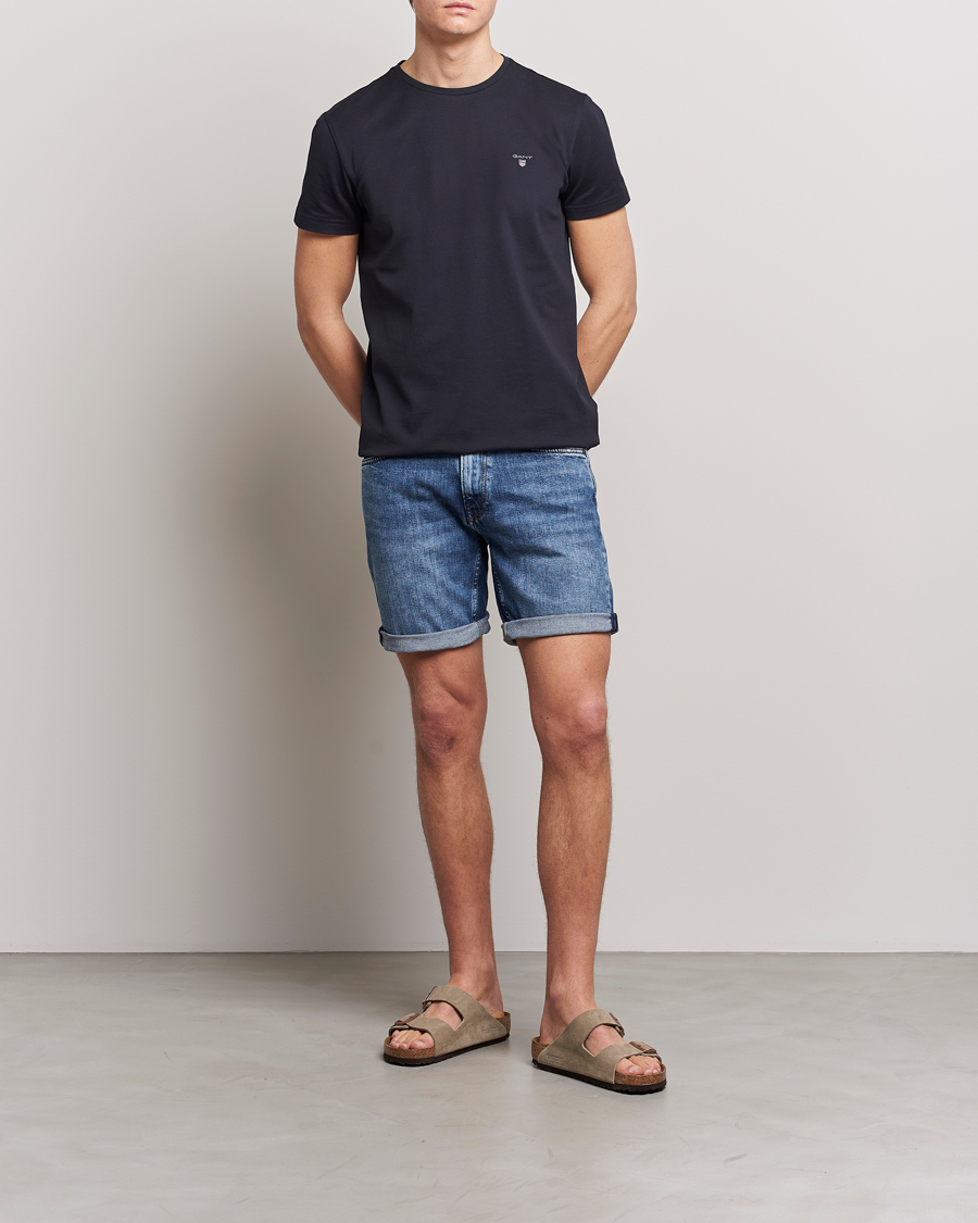 Herren | T-Shirts | GANT | Cotton Pique Crew Neck T-Shirt Black