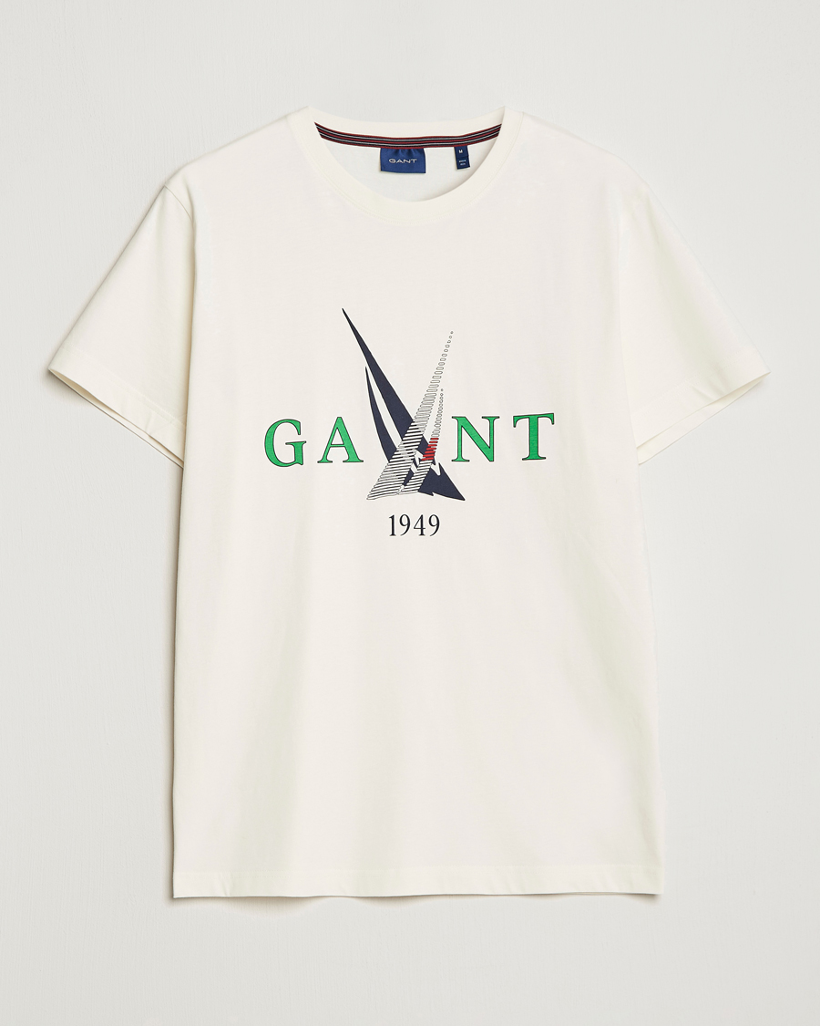 Herren | T-Shirts | GANT | Sailing Logo Crew Neck T-Shirt Cream