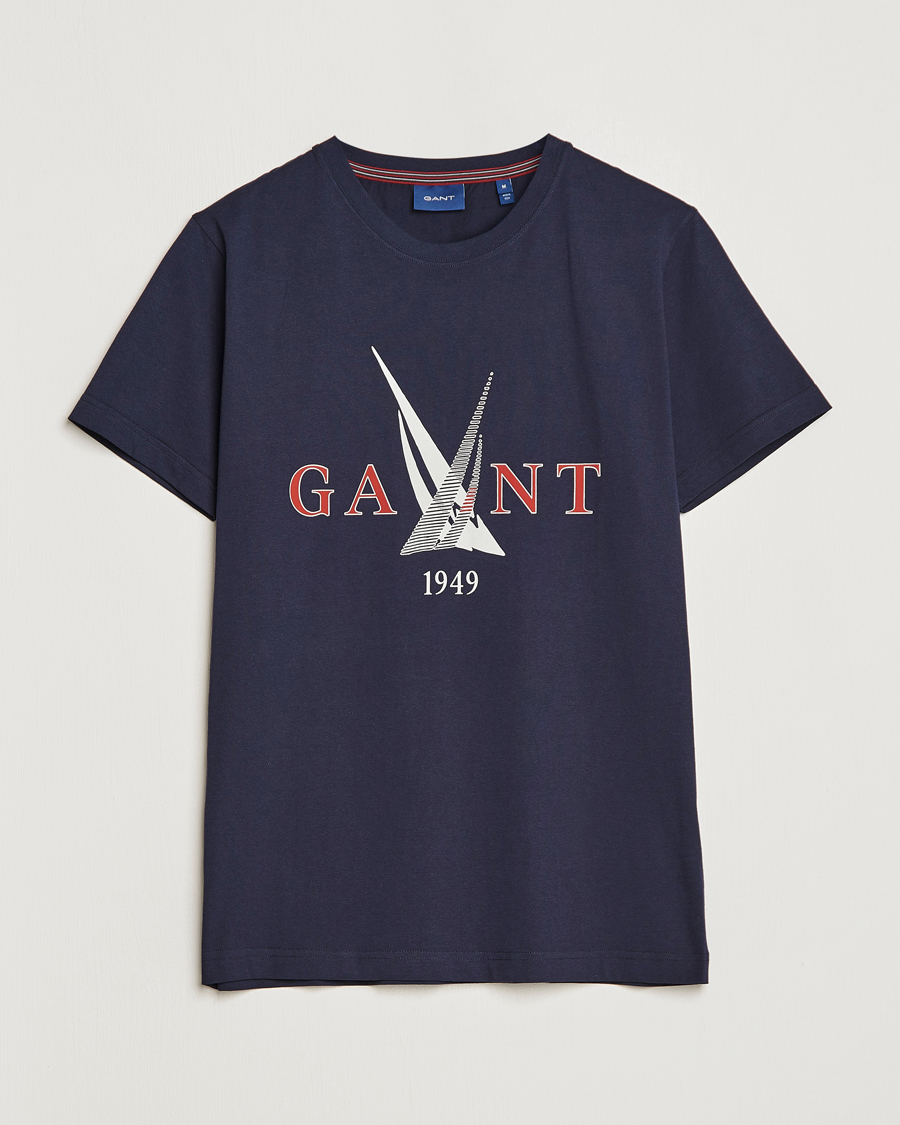 Herren | T-Shirts | GANT | Sailing Logo Crew Neck T-Shirt Evening Blue