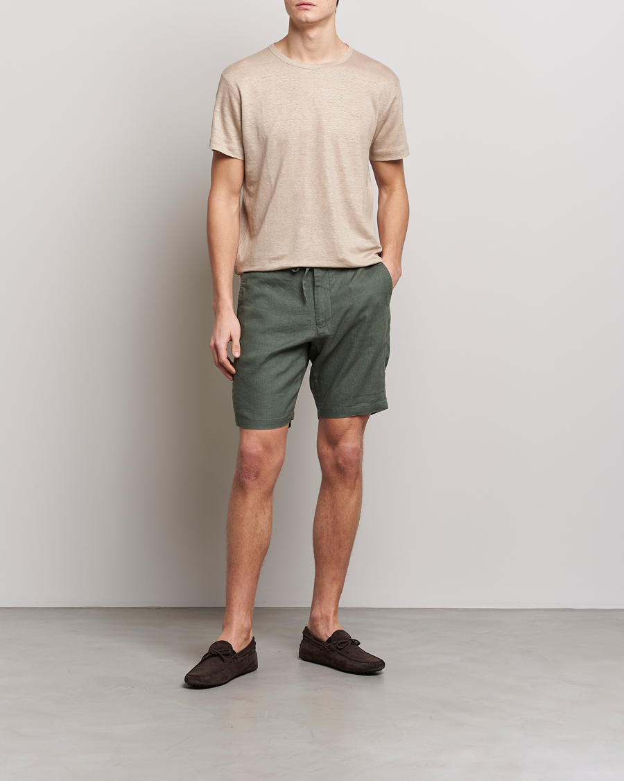 Herren | T-Shirts | GANT | Cotton/Linen Crew Neck T-Shirt Khaki Beige