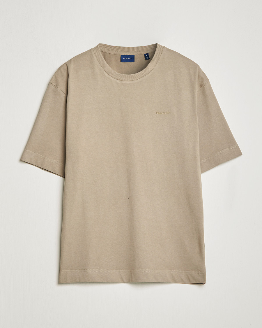 Herren | T-Shirts | GANT | Icon Crew Neck T-Shirt Taupe Beige