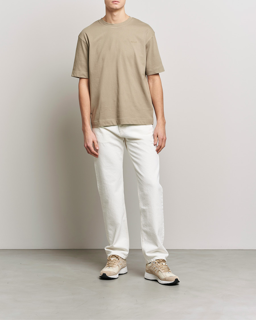 Herren | T-Shirts | GANT | Icon Crew Neck T-Shirt Taupe Beige