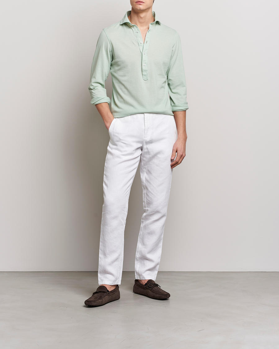 Herren | Hemden | Gran Sasso | Popover Shirt Light Green