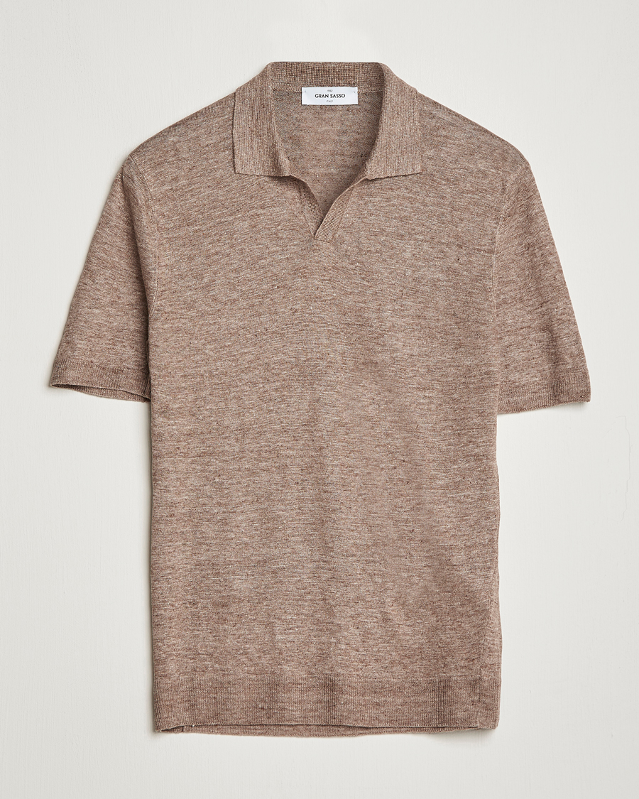 Herren | Poloshirts | Gran Sasso | Knitted Linen Polo Beige Melange