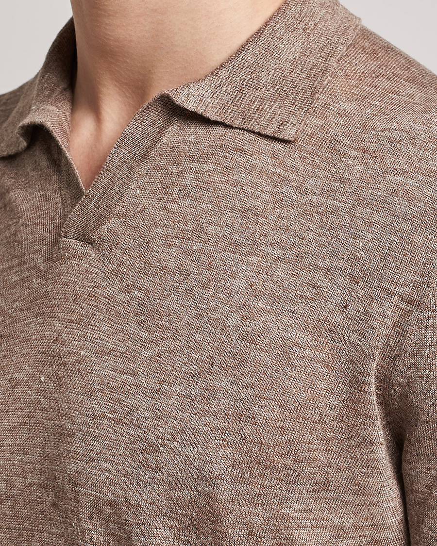 Herren | Poloshirts | Gran Sasso | Knitted Linen Polo Beige Melange