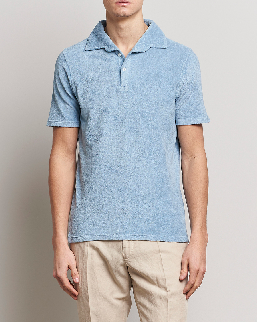 Herren | Poloshirts | Gran Sasso | Cotton Terry Polo Light Blue