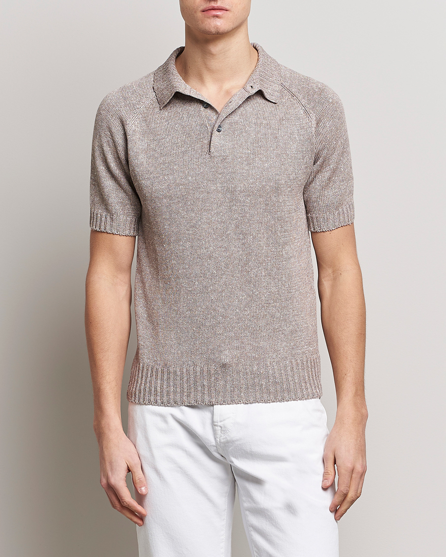 Herren | Poloshirts | Gran Sasso | Cotton/Linen Knitted Polo Beige