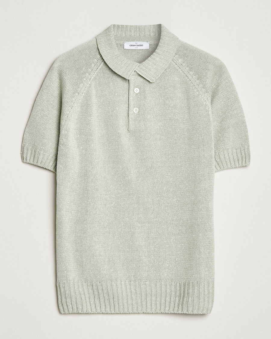 Herren | Poloshirts | Gran Sasso | Cotton/Linen Knitted Polo Light Green