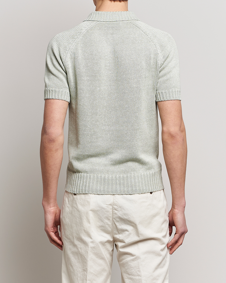 Herren | Poloshirts | Gran Sasso | Cotton/Linen Knitted Polo Light Green