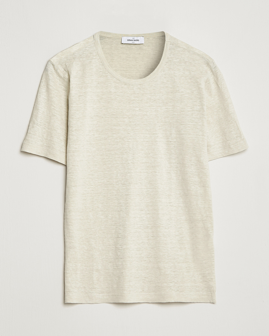 Herren | T-Shirts | Gran Sasso | Washed Linen Tee Beige