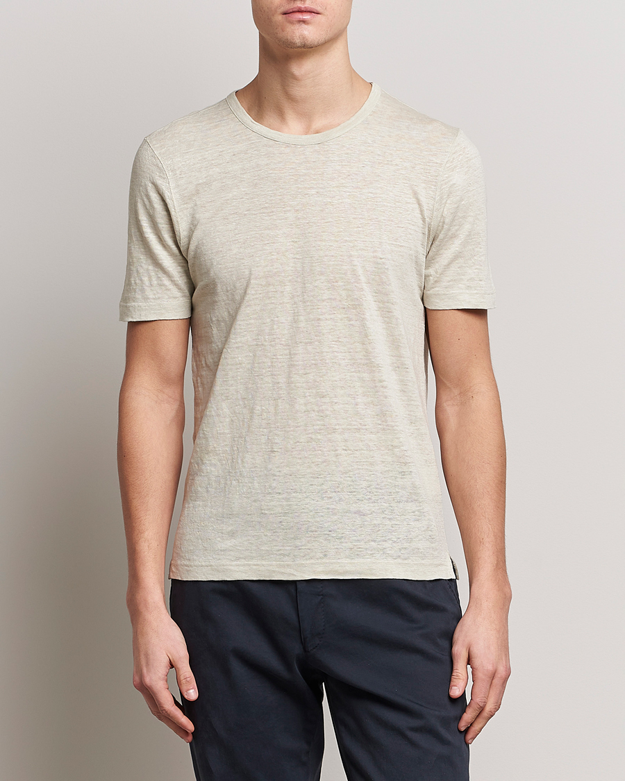 Herren | T-Shirts | Gran Sasso | Washed Linen Tee Beige