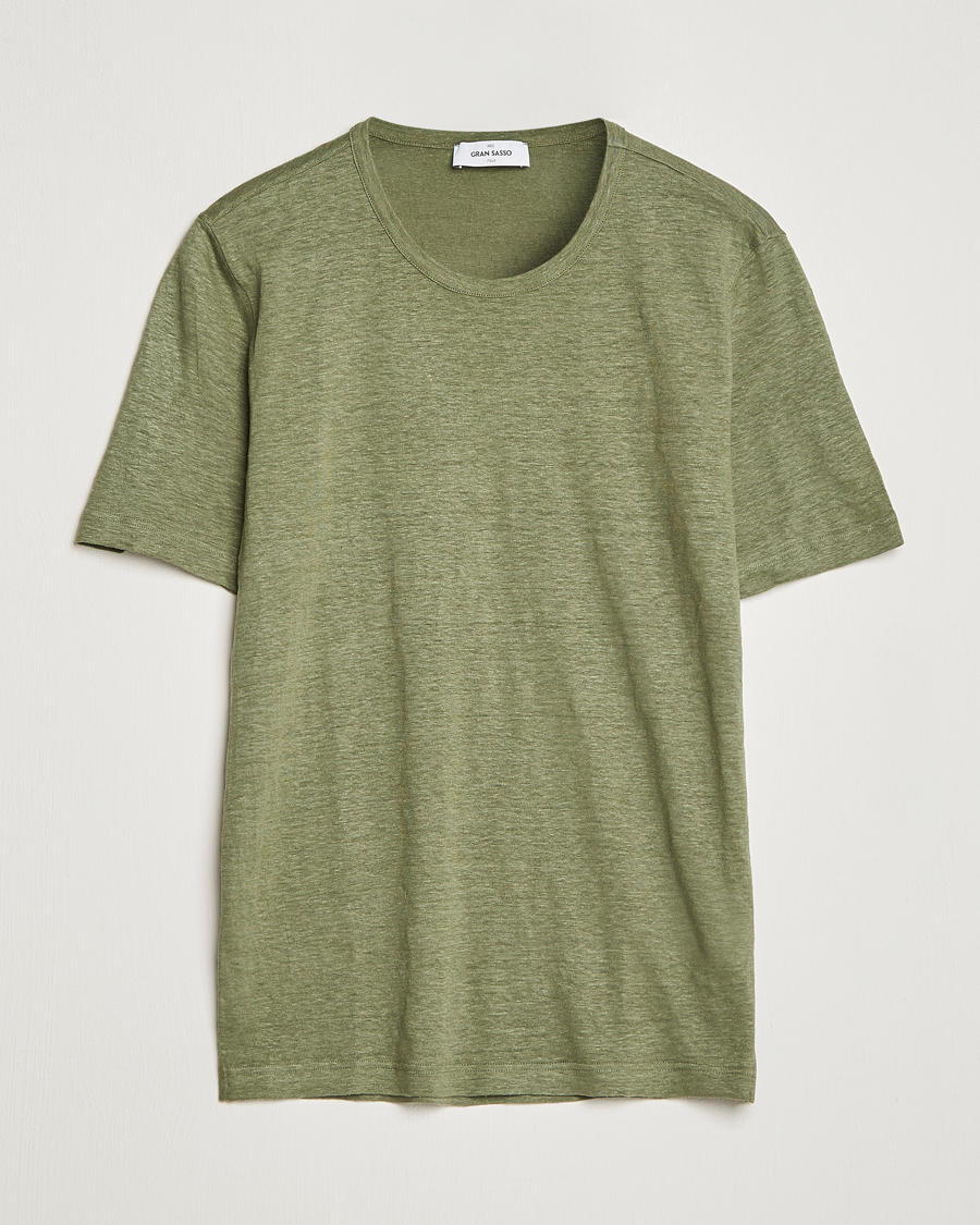 Herren | T-Shirts | Gran Sasso | Washed Linen Tee Olive