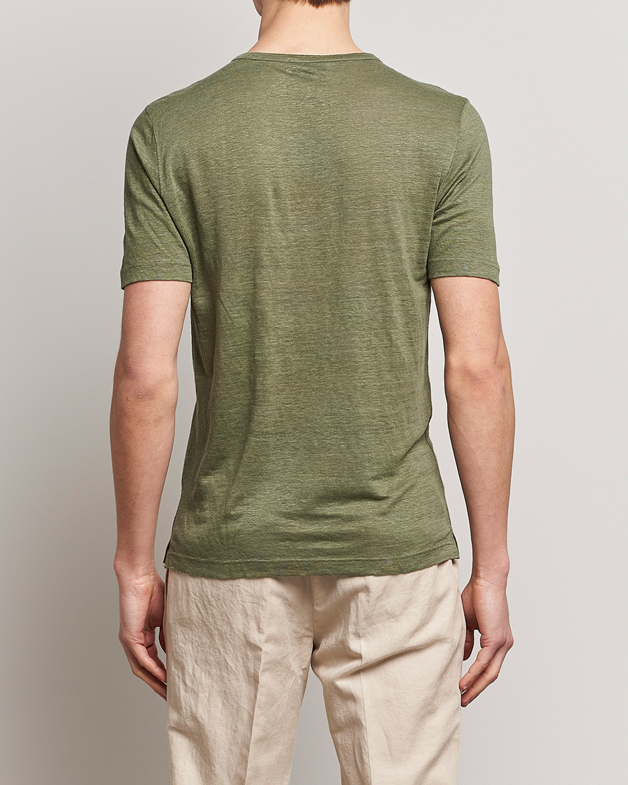 Herren | T-Shirts | Gran Sasso | Washed Linen Tee Olive