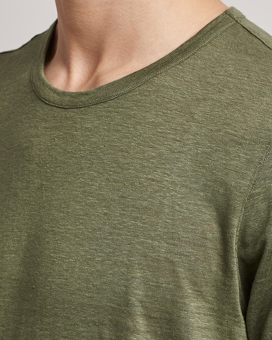 Herren | T-Shirts | Gran Sasso | Washed Linen Tee Olive