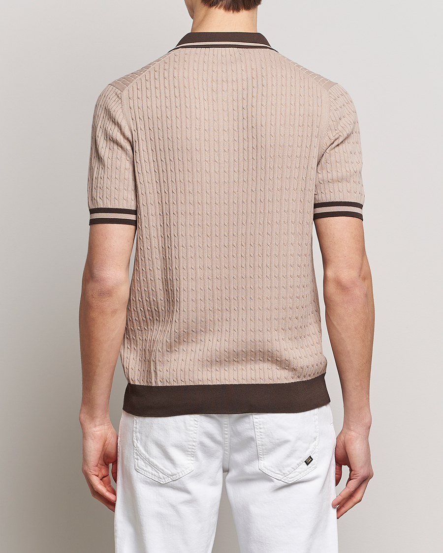 Herren | Poloshirts | Gran Sasso | Cable Knitted Contrast Polo Beige