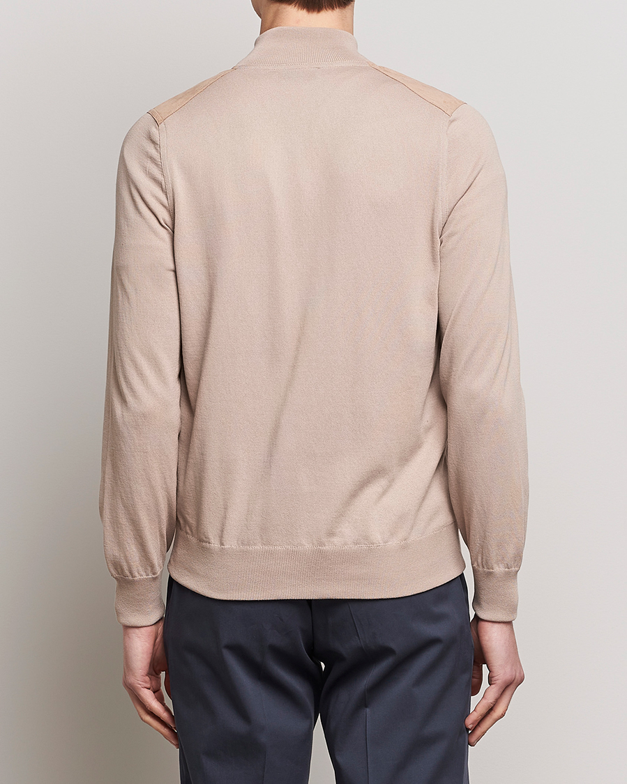 Herren | Pullover | Gran Sasso | Knitted Cotton/Alcantara Full Zip Beige