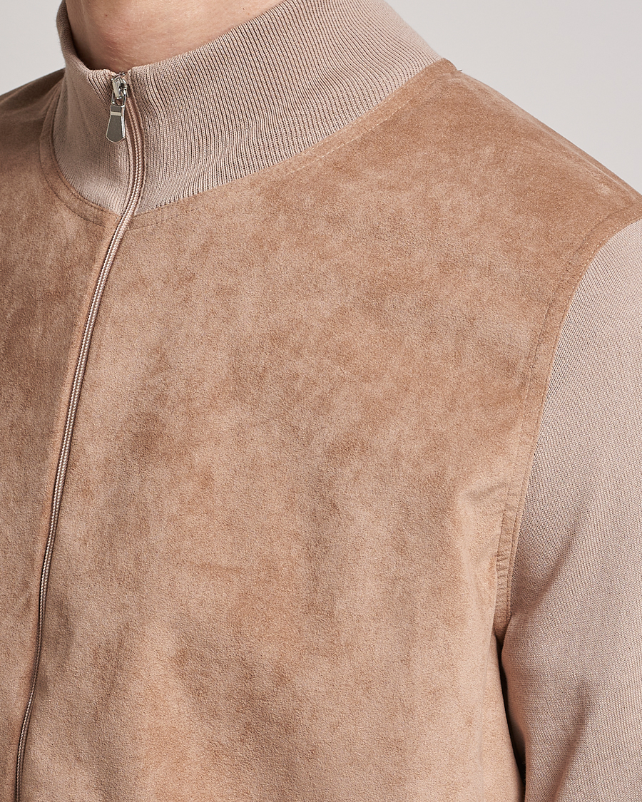 Herren | Pullover | Gran Sasso | Knitted Cotton/Alcantara Full Zip Beige