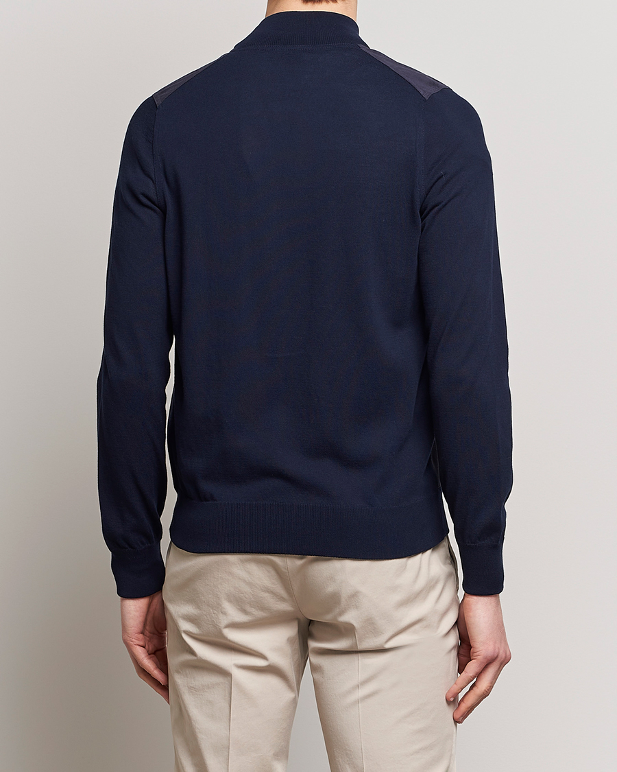 Herren | Pullover | Gran Sasso | Knitted Cotton/Alcantara Full Zip Navy