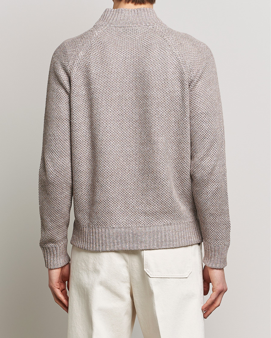 Herren | Pullover | Gran Sasso | Structured Cotton/Linen Full Zip Beige Melange