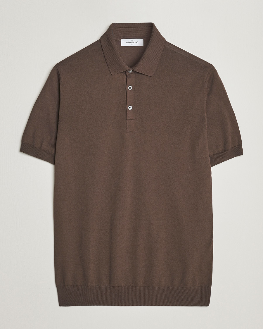 Herren | Poloshirts | Gran Sasso | Cotton Knitted Polo Dark Brown