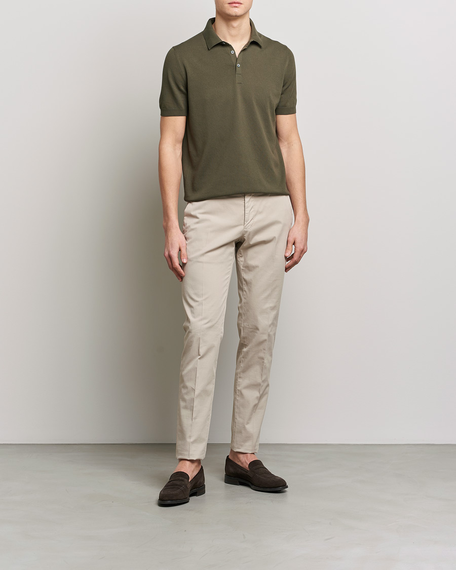 Herren | Poloshirts | Gran Sasso | Cotton Knitted Polo Dark Olive