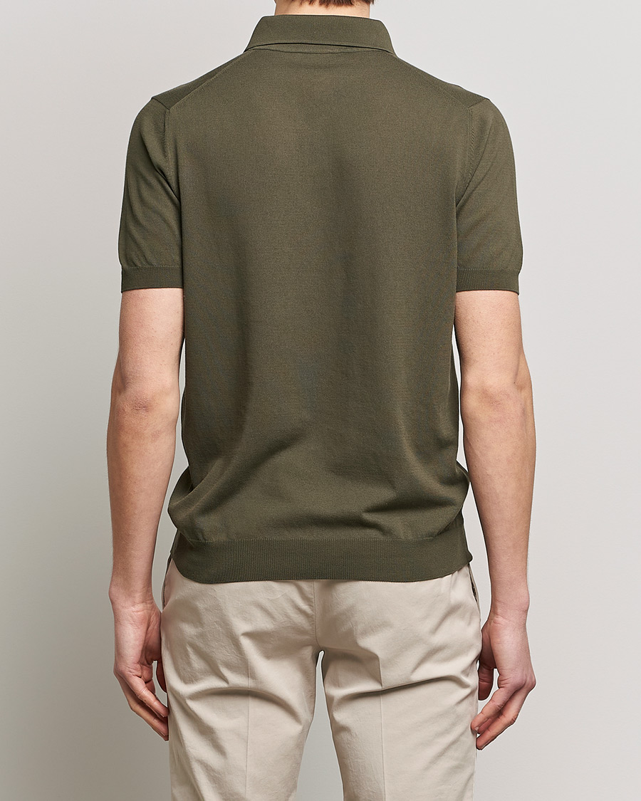 Herren | Poloshirts | Gran Sasso | Cotton Knitted Polo Dark Olive
