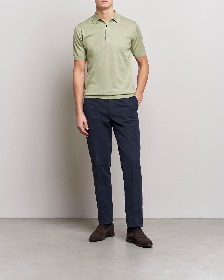 Herren | Poloshirts | John Smedley | Adrian Slim Fit Sea Island Polo Desert Green