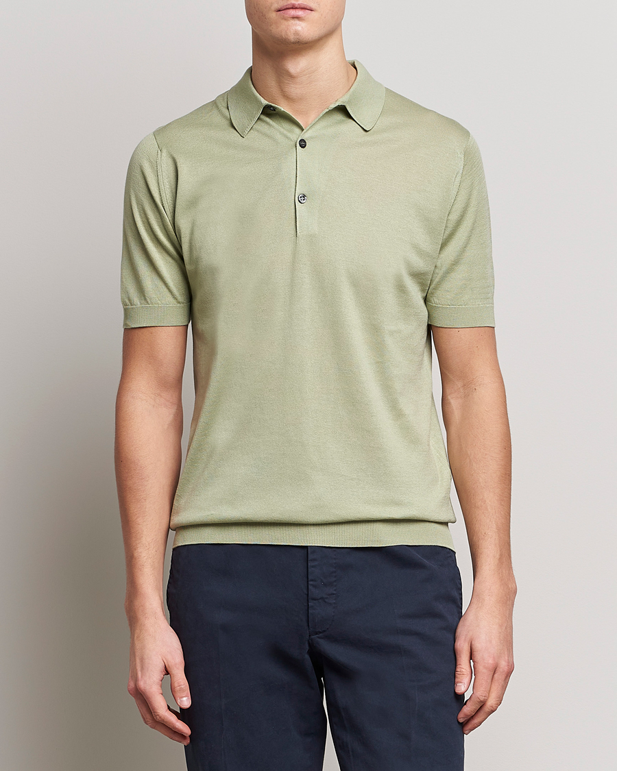 Herren | Poloshirts | John Smedley | Adrian Slim Fit Sea Island Polo Desert Green
