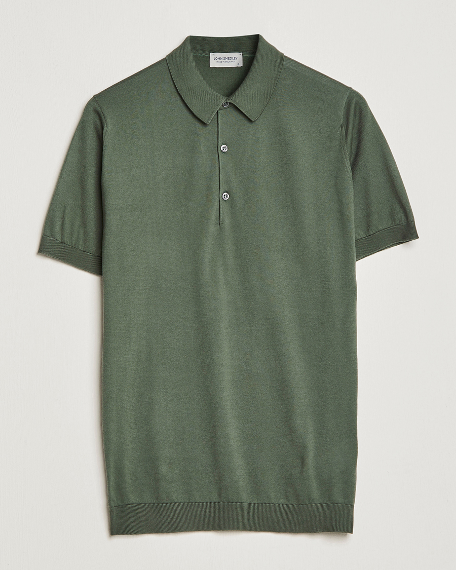 Herren | Poloshirts | John Smedley | Adrian Slim Fit Sea Island Polo Palm Green