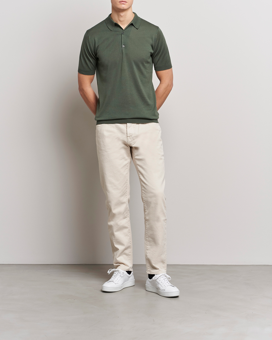 Herren | Poloshirts | John Smedley | Adrian Slim Fit Sea Island Polo Palm Green