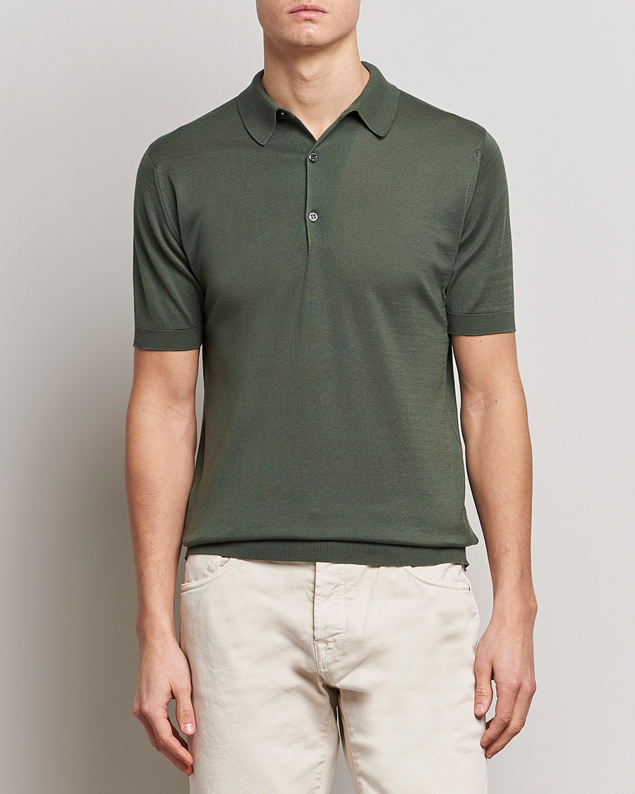 Herren | Poloshirts | John Smedley | Adrian Slim Fit Sea Island Polo Palm Green