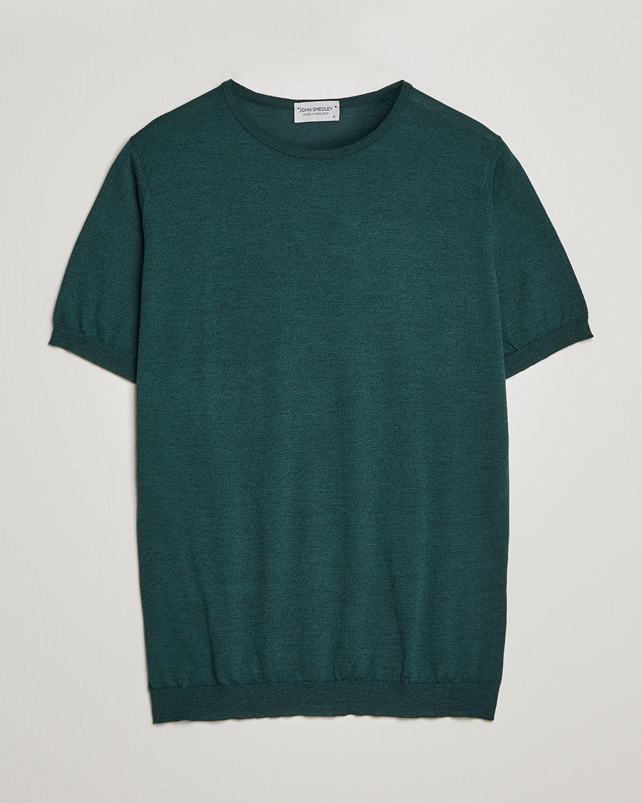 Herren | T-Shirts | John Smedley | Belden Wool/Cotton T-Shirt Bottle Green