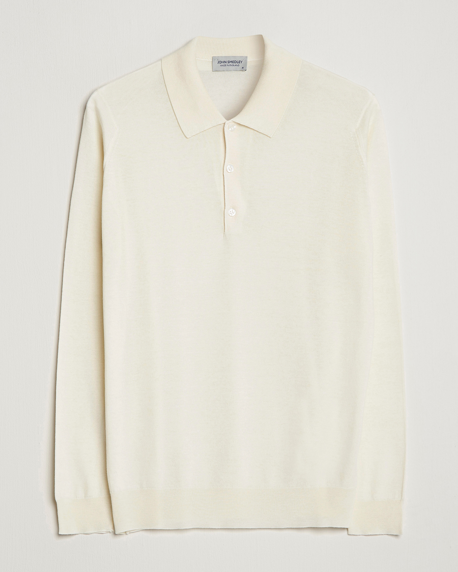 Herren | Pullover | John Smedley | Belper Wool/Cotton Polo Pullover Latte