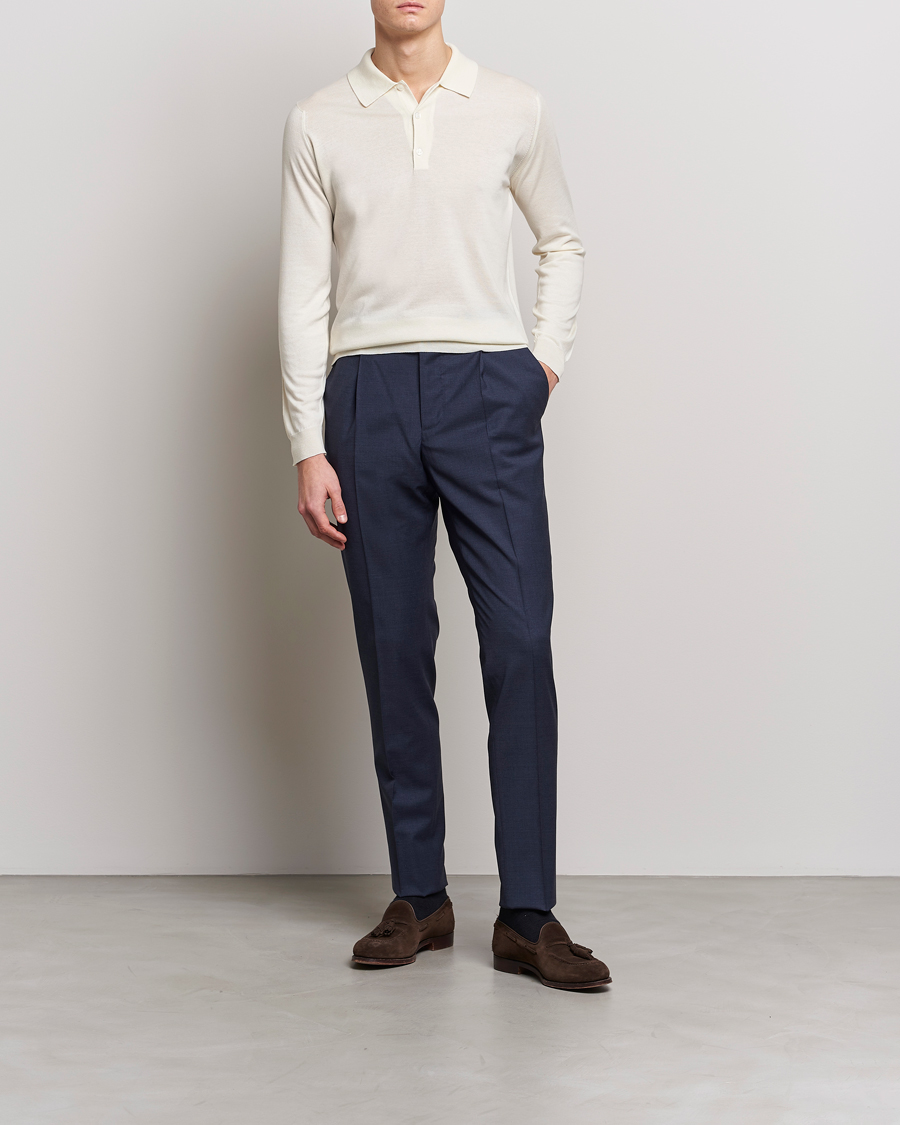 Herren | Pullover | John Smedley | Belper Wool/Cotton Polo Pullover Latte