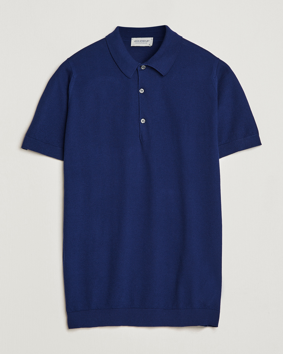 Herren | Poloshirts | John Smedley | Roth Structured Pique Marine Blue