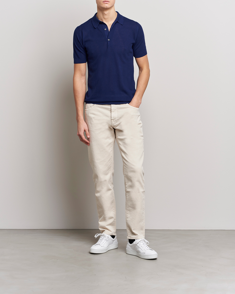 Herren | Poloshirts | John Smedley | Roth Structured Pique Marine Blue