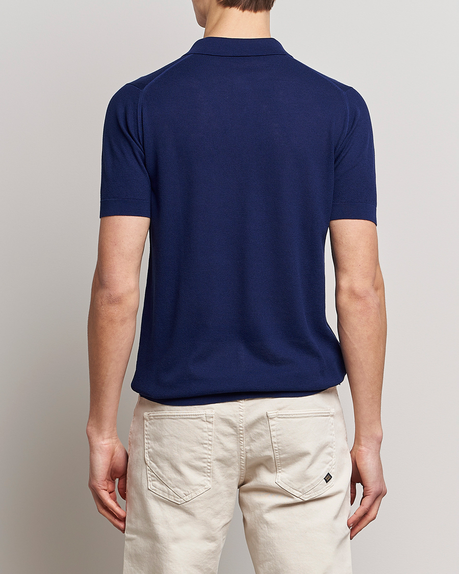 Herren | Poloshirts | John Smedley | Roth Structured Pique Marine Blue
